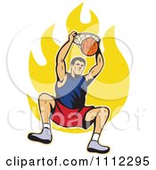Poster, Art Print Of Basketball Player Dunking The Ball Over Flames