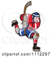 Poster, Art Print Of Hockey Player Skating And Holding Up A Stick