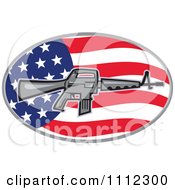 Armalite M-16 Colt Ar-15 Assault Rifle Over An American Flag Oval