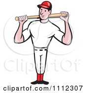 Baseball Player Standing And Holding A Bat Over His Shoulders