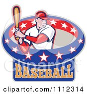 Poster, Art Print Of Baseball Player Athlete Batting Over An American Oval With Text