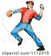 Clipart Baseball Outfielder Player Throwing A Ball Royalty Free Vector Illustration