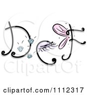 Clipart Feminine Alphabet Letters D E And F Royalty Free Vector Illustration