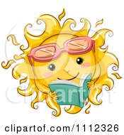 Poster, Art Print Of Happy Sun With Sunglasses Reading A Book