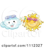 Poster, Art Print Of Happy Sun And Cloud With Sunglasses Toasting