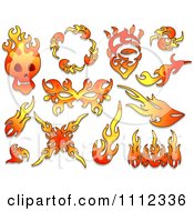 Poster, Art Print Of Flame Design Elements Forming Shapes 5