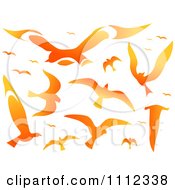 Poster, Art Print Of Flame Design Elements Forming Birds 2