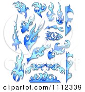 Clipart Blue Flame Design Elements Forming Shapes Royalty Free Vector Illustration