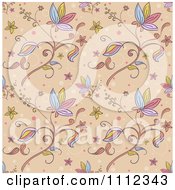 Poster, Art Print Of Seamless Floral Pattern Background On Tan