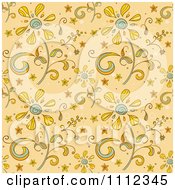 Clipart Seamless Tan Floral Pattern Background Royalty Free Vector Illustration
