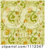 Clipart Seamless Floral Pattern Background On Green Royalty Free Vector Illustration