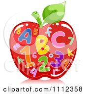 Poster, Art Print Of Colorful Letters And Numbers On A Shiny Red Apple