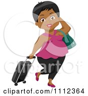 Poster, Art Print Of Black Senior Woman Traveler With Rolling Luggage