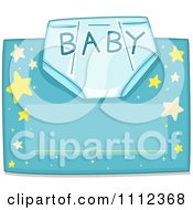 Poster, Art Print Of Baby Diaper With Text Over Blue With Stars And Copyspace