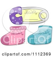 Clipart Baby Safety Pin With Socks And Copyspace Royalty Free Vector Illustration