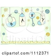 Poster, Art Print Of Baby Text On Suspended Items With Buttons On Green