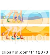 Clipart Website Blog Headers Of A Summer Girls Walking In Sand Royalty Free Vector Illustration by BNP Design Studio