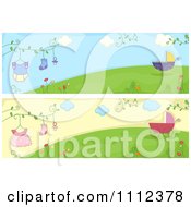 Poster, Art Print Of Website Headers Of Baby Strollers And Clothing On A Hill