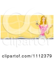 Clipart Website Blog Header Of A Seamstress Holding A Tape Measure And Scissors Royalty Free Vector Illustration by BNP Design Studio