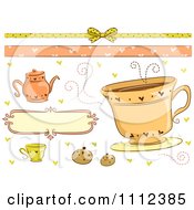Poster, Art Print Of Tea Time Border And Design Elements