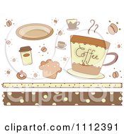 Poster, Art Print Of Coffee Cups Snacks And Borders