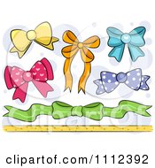 Clipart Colorful Ribbons And A Border Over Bubbles Royalty Free Vector Illustration