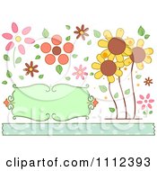 Poster, Art Print Of Sunflowers And Floral Design Elements With A Border