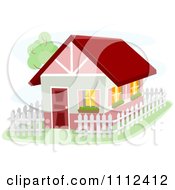 Poster, Art Print Of Bunbalow House With A White Picket Fence
