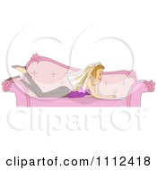Poster, Art Print Of Blog Header Of A Woman Wearing Her Bridal Veil And Using A Laptop On A Pink Couch