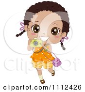 Poster, Art Print Of Cute Happy African American Girl Using A Camera