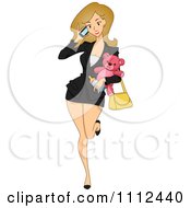 Clipart Professional Working Mom Carrying Baby Items And Talking On A Cell Phone Royalty Free Vector Illustration by BNP Design Studio