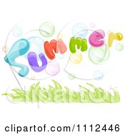 Poster, Art Print Of Bubbles With The Word Summer Over Grass