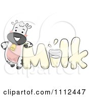 Poster, Art Print Of Dairy Cow Leaning On The Word Milk