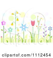 Poster, Art Print Of Beautiful Garden Flowers Over Colorful Dots