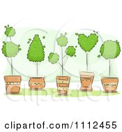 Poster, Art Print Of Potted Topiary Trees Over Green