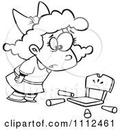 Poster, Art Print Of Outlined Girl Goldilocks With A Broken Chair