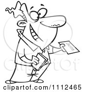 Poster, Art Print Of Outlined Happy Man Handing Out Party Invitations