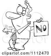 Poster, Art Print Of Outlined Displeased Man With A Thumb Down Holding A No Sign