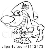 Clipart Outlined Pirate Dog Holding A Sword Royalty Free Vector Illustration by toonaday