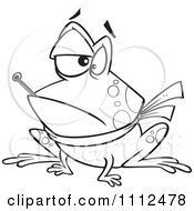 Clipart Outlined Sick Frog With A Sore Throat And A Fever Royalty Free Vector Illustration by toonaday