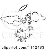 Poster, Art Print Of Outlined Falling Male Angel Trying To Flap His Tiny Wings To Gain Altitude