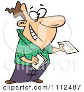 Clipart Happy Man Handing Out Party Invitations Royalty Free Vector Illustration