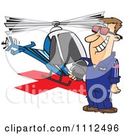 Poster, Art Print Of Proud Helicopter Pilot Man Standing By His Chopper