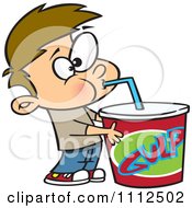 Boy Taking A Gulp From A Large Fountain Soda