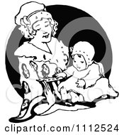 Clipart Vintage Mother Playing With Her Baby Royalty Free Vector Illustration