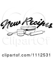 Clipart Black And White New Recipes Text Over Baking Items Royalty Free Vector Illustration