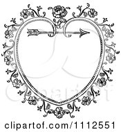 Black And White Ornate Vintage Floral Heart And Arrow Frame