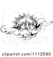 Poster, Art Print Of Vintage Cherubs In The Clouds Against The Sun