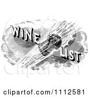 Poster, Art Print Of Vintage Black And White Cork Flying With Wine List Text