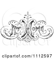 Clipart Retro Black And White At Home Design With Swirls Royalty Free Vector Illustration